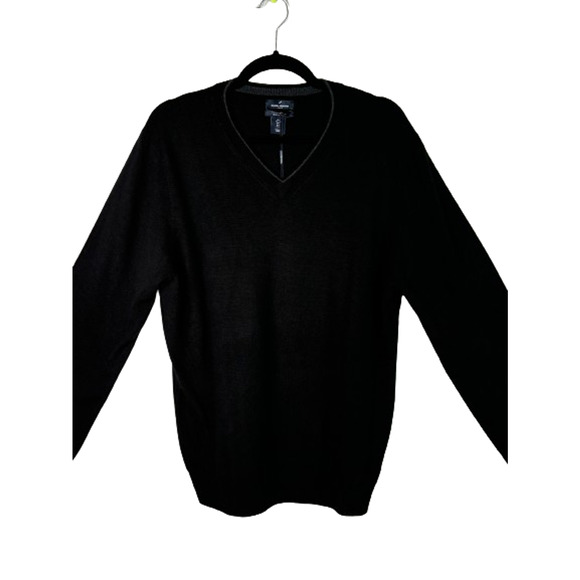 Daniel Hechter Mens Large Black V Neck Pullover Sweater 100% Merino Wool NWT - Picture 3 of 11